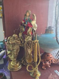 Collection Of Objects, One Is A Beautiful Gold Painted Angel