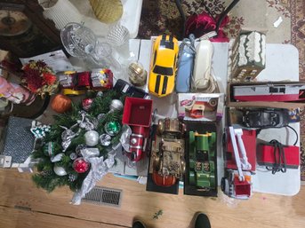 This Large Mixed Table Lot, Cars, Clock...