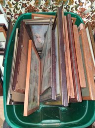 Loaded Green Tub Of Vintage And Antique Art And Frames