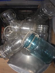 This Crate Filled With Glass, Mason Jars, Crystal