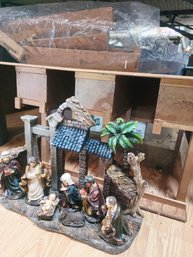 Large Wooden Nativity Stable, Small Nativity Decor