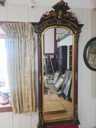 An Amazing Carved Full Size Antique Cheval Wall Mirror