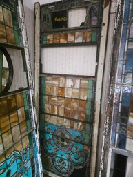 Superb Giant Stained Glass Panel, Window Or  Door 104x38 Inches