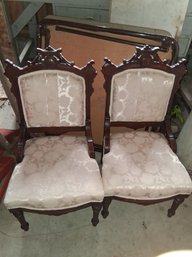 Nice Pair Carved Wood Victorian Style Chairs