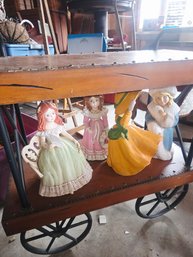 4 Large Porcelain Statues, Vixtorian Figurines Of Woman