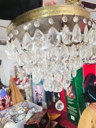 Vintage Crystal Chandelier With A Metal Frame