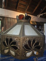 Astonishing Slag Glass Hanging Light, Large