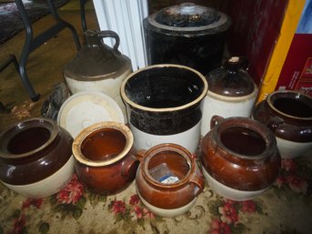 Large Lot Of Stoneware, Crocks, Bean Pots