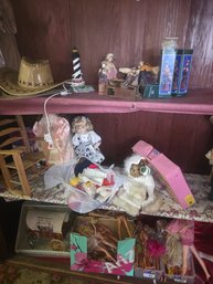 Contents Of This Shelves, Dolls, Large Lot Of Barbie Dolls