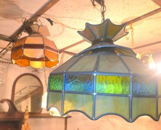 Two Stained Glass Hanging Lamps