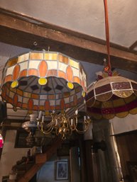 Two Stained Glass Hanging Lamps Plus One