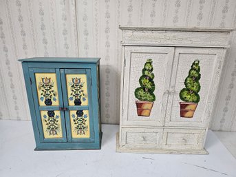 Two Small Painted Wall Cabinets