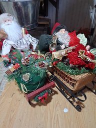 2 Large Vintage Santa Clauses With Sleds