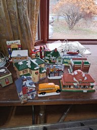 Vintage Christmas Buildings Table Lot #1