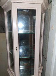 Antique Glass Wooden Curio White