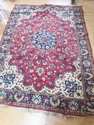 Vintage, Handmade Oriental Rug With A Central Medallion Design