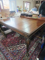 Large Jacobean Or Chippendale-style Mahogany Dining Table With Ball And Claw Feet.