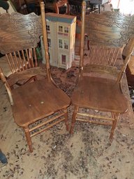 Antique Set Of Four Carved Wood Back Chairs