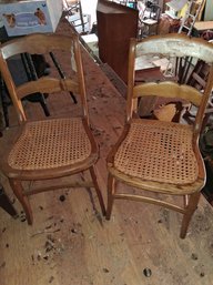 Nice Pair Of Antique Chairs Wicker Seat