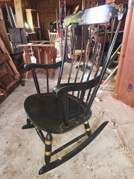Vintage Hitchcock Style Rocking Chair, Black