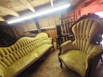 Victorian-style Chaise Lounge  And A Kimball Victorian Reproduction Wing Chair