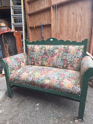 Unbelievable Find: Trompe L'il Fornasetti-Style Surrealist Folk Art Settee Bench