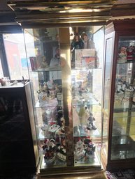 Magnificent Vintage Metal And Glass Large Curio Display (display Only) With Lights