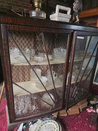 Antique Mahogany Art Deco Display Cabinet With Makers Tag.