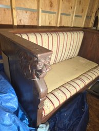 Breattaking Antique American Eastlake Victorian Settee, Ornate Carved Wood, Likely Mahogany