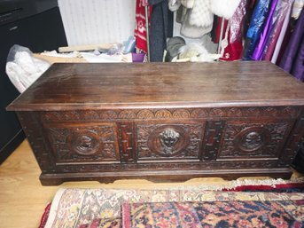 Gorgeous Chest, Antique Carved Oak Chest Or Coffer