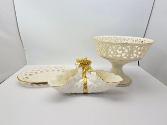 White Porcelain Tabletop Pieces I9nclkuding Pierced Lenox Bowls