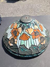 Amazing Large 23' Stained Glass Lampshade, Artist Made