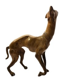 Astonishing Vintage MCM LARGE Statue Cast Brass Or Bronze Sculpture Of A Greyhound   Or Whippet