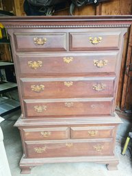 Highboy Or Tall Chest Of Drawers Made Of Wood With Brass-finish