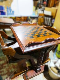 Vintage Wooden Chess Game Table With Matching Chairs
