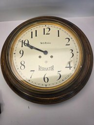 Vintage Seth Thomas Round Wooden Mechanical  Wall Clock With The Word 'REGULATOR', Workiong