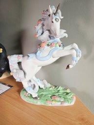 Porcelain 'Love's Celebration' Unicorn Figurine Issued By The Princeton Gallery In 1995 As A Limited-edition