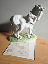 Princeton Gallery (affiliated With Lenox) 'Love's Devotion' Porcelain Unicorn And Foal Figurine