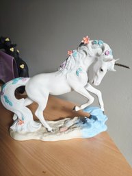 Princeton Gallery (affiliated With Lenox)  1993 'Love's Paradise' Fine Porcelain Unicorn Figurine