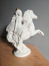'Spring Fairy Riding A Unicorn' Porcelain Figurine