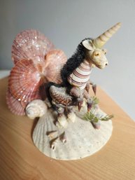Unique Handmade Unicorn Sculpture Crafted From Seashells