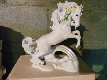Princeton Gallery 1996 Love's Rainbow White Porcelain Unicorn Figurine, With Box