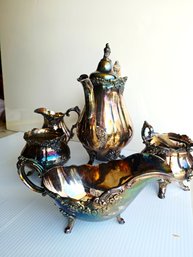 Baroque By Wallace Vintage Ornate Silver-plated Tea And Coffee Service Set