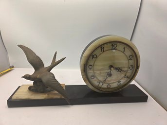 Astonishing Art Deco Clock - Vintage French Swallow Marble Clock - 1930s Mantle Clock - Mantel Clock - Works