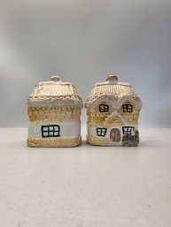 Pair Of Vintage Ceramic Cottage-style Salt And Pepper Shakers