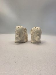 Vintage White Ceramic Or Porcelain Elephant Salt And Pepper Shakers