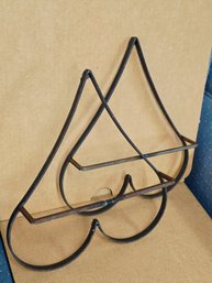 Two Heart Shaped Rustic Black/dark Iron Wall-mounted Racks Or Holders