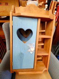 Second Vintage Wooden Wall-hanging Trinket Or Knick-knack Display Shelf, Heart Cutout