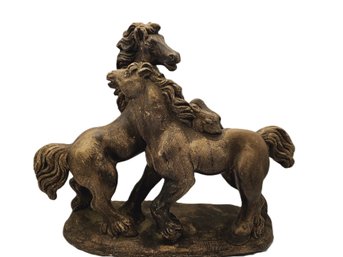 Vintage Ceramic Decorative Sculpture Featuring Two Horses