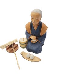 Hand-painted Japanese Clay Figurine From The Hakata Urasaki